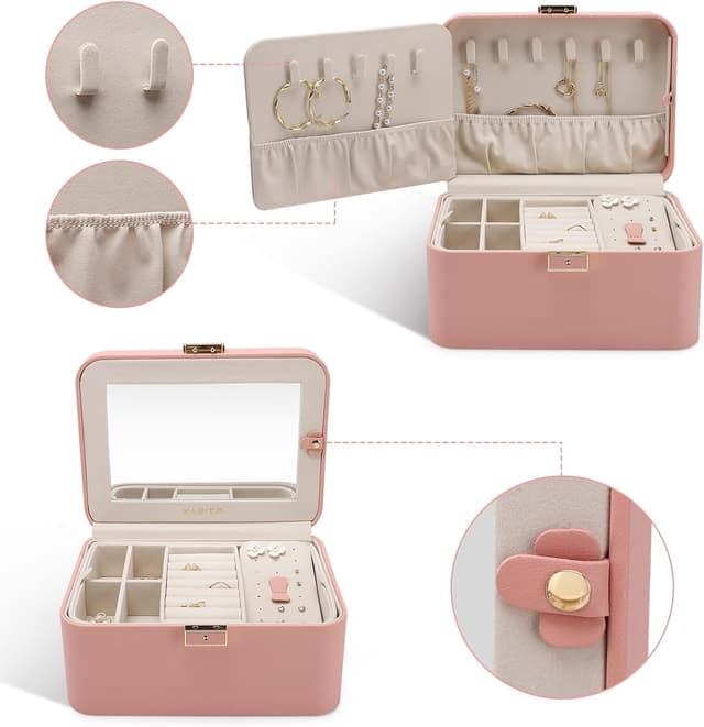 Thumbnail 3 de KAMIER Jewelry Box 8.6in 2‑Layer Pink