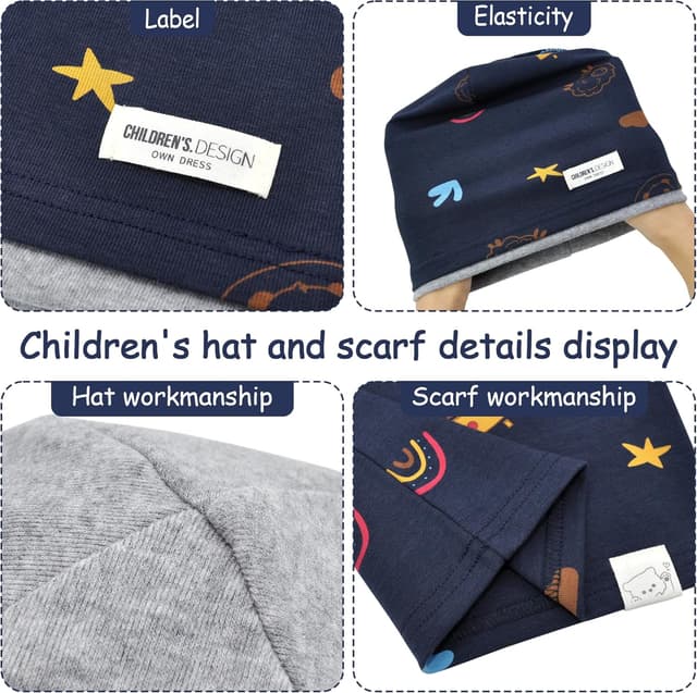 Detalle de beifon Kinder Beanie Set mit 95% Baumwolle
