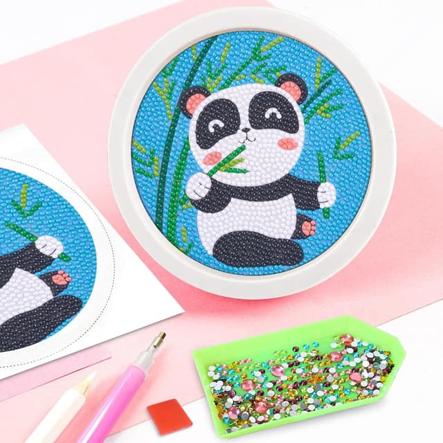 Detalle 1 de FAYAHAR Diamond Painting Kinder mit Rahmen (5D, Cartoon, 16,5 x 16,5 cm) – Stil A