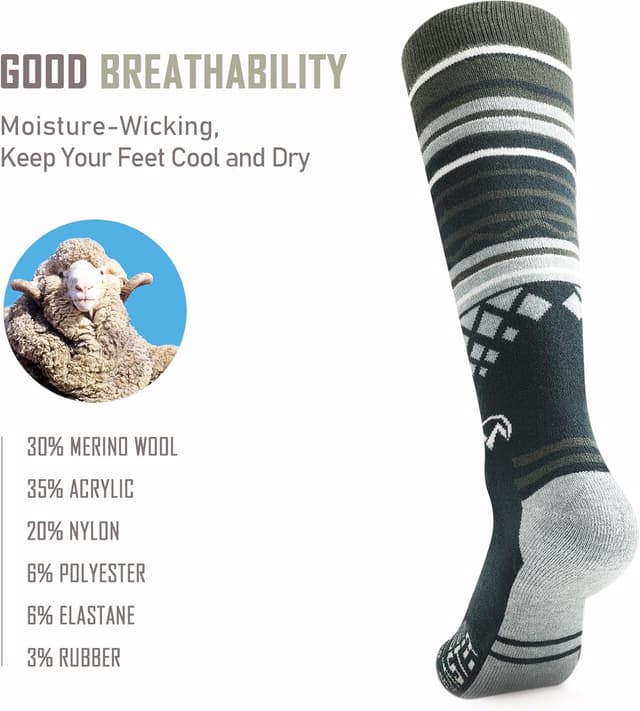 Thumbnail 2 de OutdoorMaster 2 paires chaussettes ski laine mérinos