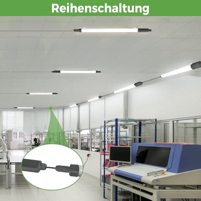 Detalle de zemty Feuchtraumleuchte LED Röhre 60 cm (IP65) mit 3 Farbtemperaturen 18 W