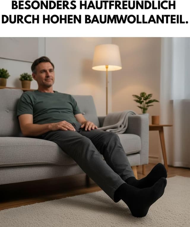 Detalle de sockenkauf24 10 Paar Diabetikersocken ohne Gummibund und ohne Naht aus Baumwolle