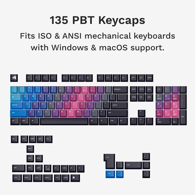 Detalle 2 de Glorious Gaming Afterparty GPBT Gradient Keycaps (135-Key PBT) — MX-Compatible ANSI US for 60% to 100% Keyboards
