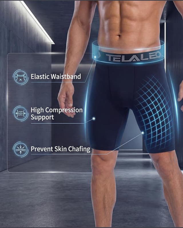 Detalle de TELALEO 5-Pack or 6-Pack Men’s Compression Shorts (Spandex Athletic Baselayer)