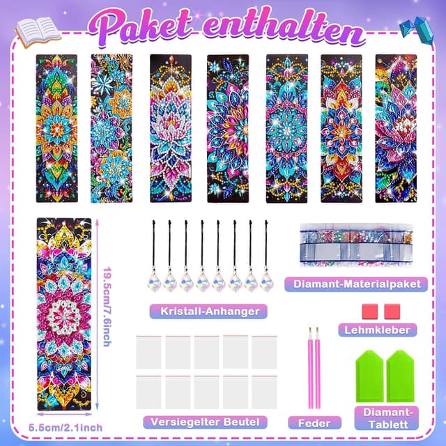 Thumbnail 6 de Diamond Painting Lesezeichen 8er Set