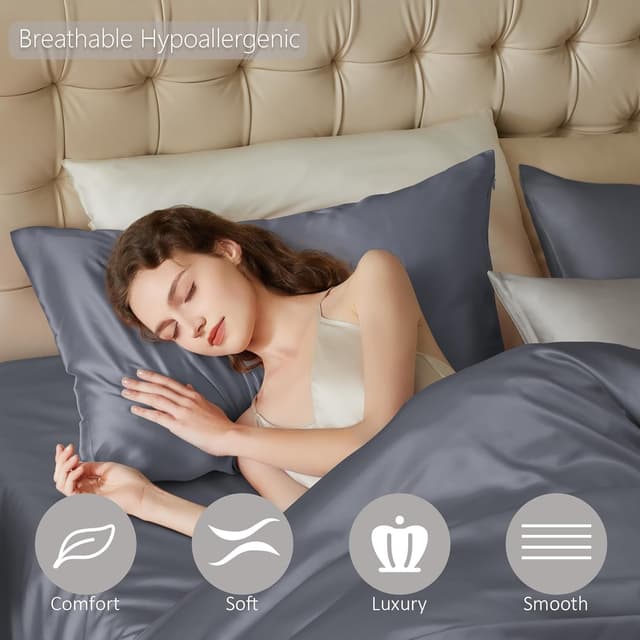 Detalle 1 de townssilk - Funda de Almohada de Seda Morera 🌙 60x60cm