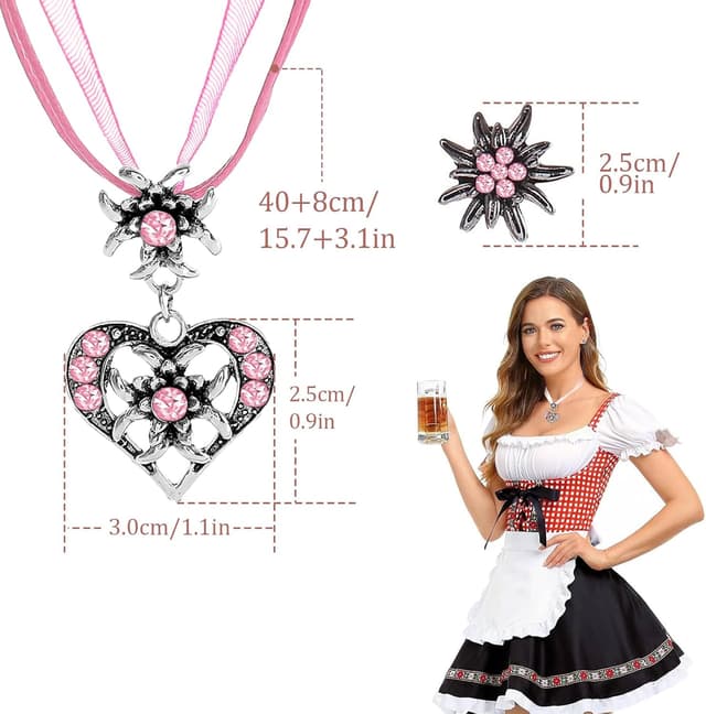 Detalle 2 de JENCVNL 3-tlg. Trachtenschmuck-Set für Damen mit Edelweiß-Anhänger