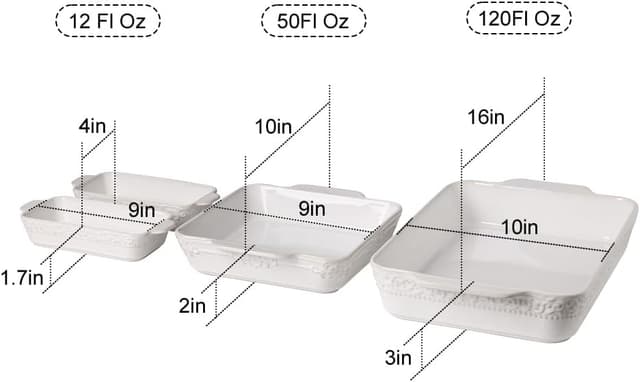 Detalle 2 de Sweejar Ceramic Lasagna Bakeware Set 4-Piece