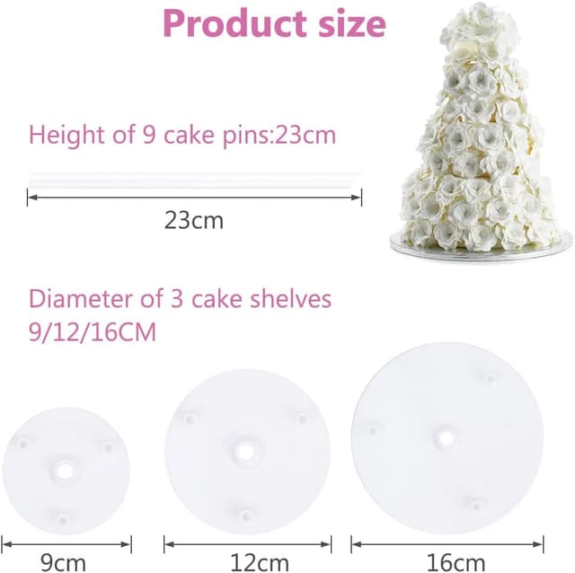 Detalle de Vicloon supporti per torta piani con 3 tavole e 9 tasselli (per torte fino a 23 cm)
