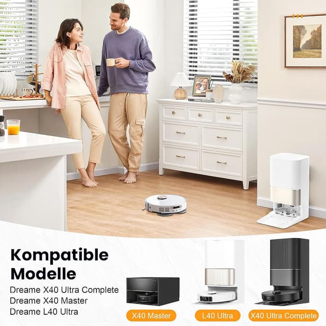 Detalle de 20-teiliges Zubehör-Set für Dreame L10s Ultra Gen 3, L50 Ultra AE, X40/L40 Ultra & Mova P50 Pro Ultra Saugroboter – inkl. Hauptbürste, Staubbeutel, Filter, Wischmopp
