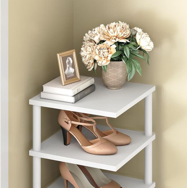 Thumbnail 6 de HOOBRO EWW22XJ01 scarpiera autoportante angolare a 8 livelli in stile vintage, bianco