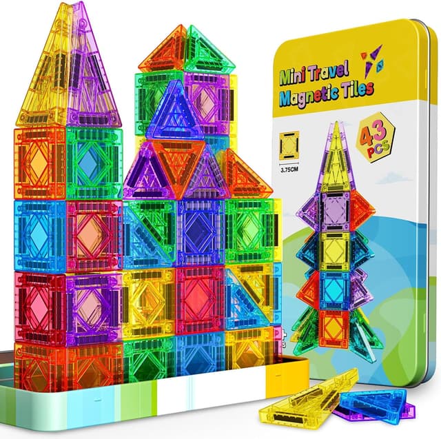 Detalle de Mini Travel Magnetic Tiles Set 43 pcs for Toddlers 🧩