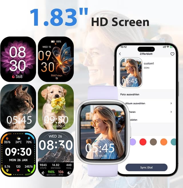 Thumbnail 2 de Reloj Inteligente Alexa 1,83 Pulgadas Morado para Android e iOS