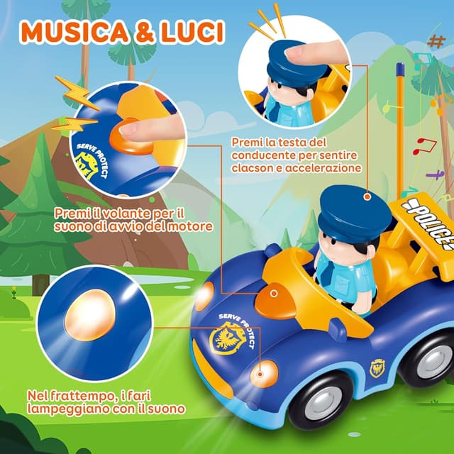 Detalle de Pup Go Macchina della Polizia RC cartoon telecomandata per bambini 18 mesi+ con musica e luci