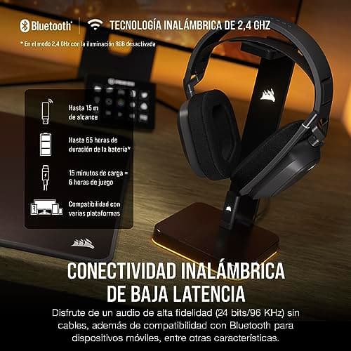 Detalle de Corsair HS80 MAX Wireless auriculares para juegos