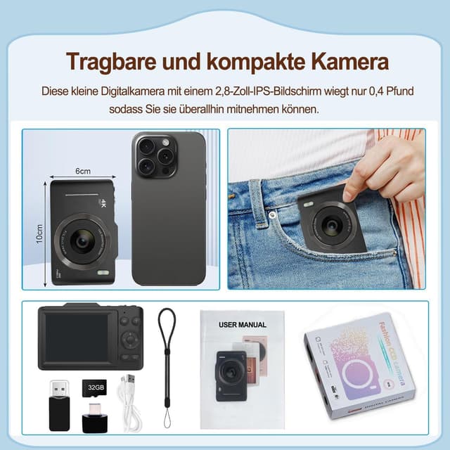 Thumbnail 6 de Digitalkamera 48MP mit 32GB Speicherkarte