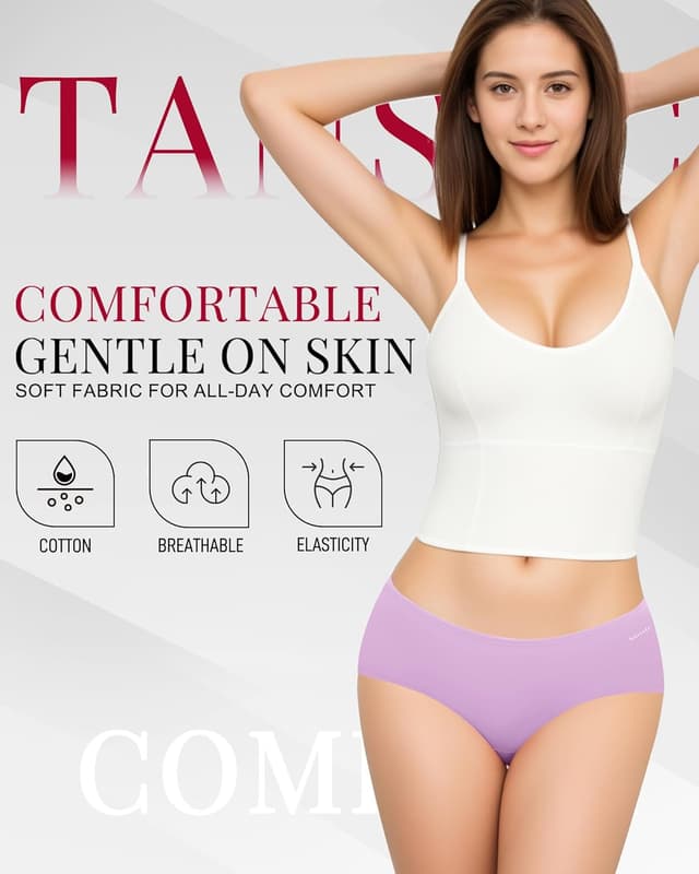 Detalle 2 de TANSTC Mutande Culotte Donna in Cotone (confezione da 6 slip hipster, vita bassa)