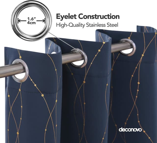 Thumbnail 3 de Deconovo 63 Inch Navy Blue blackout Curtains