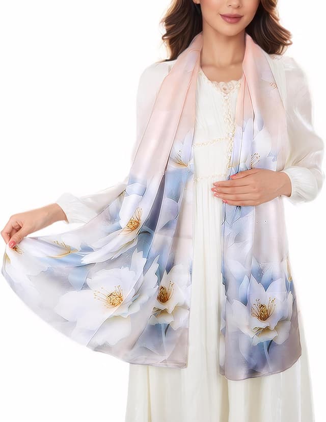 Imagen de KALOEY Seidenschal 100% Seide 55×173 cm 🧣 en OfertitasTOP