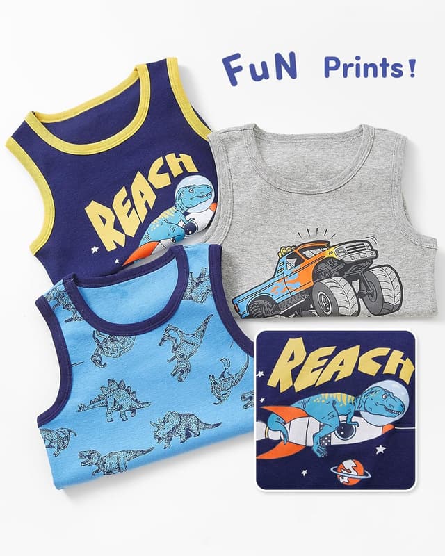 Thumbnail 4 de Adorel Débardeur Dinosaure Garçon Lot de 3