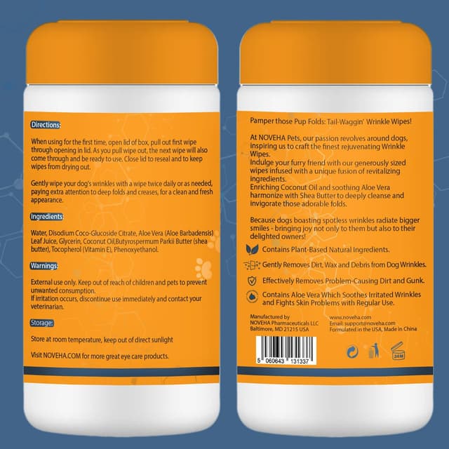 Thumbnail 6 de NOVEHA Wrinkle XL Wipes for Dogs (120 wipes) for Bulldogs, French Bulldogs, Pugs & more