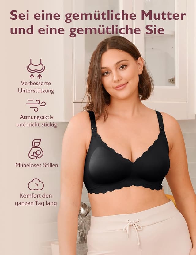 Detalle 2 de momcozy Still-BHS zum Stillen – nahtloser Schwangerschafts- und Still-BH ohne Bügel mit Jelly-Strip-Stütze