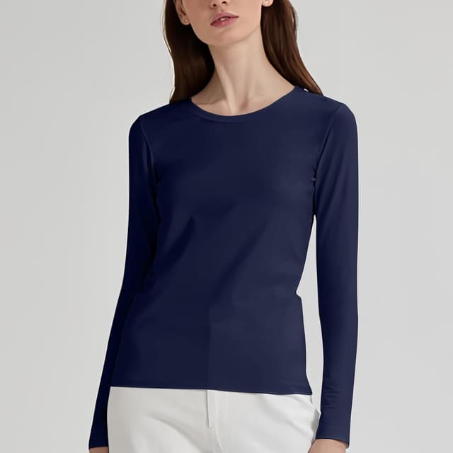 Detalle de LiKing Maglietta donna a maniche lunghe con scollo tondo in cotone (3 pack) 6151