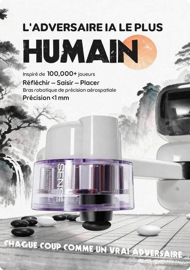 Detalle 2 de Sense Robot Go Professionnel – Plateau de Go intelligent avec bras robotisé et IA (23 niveaux)