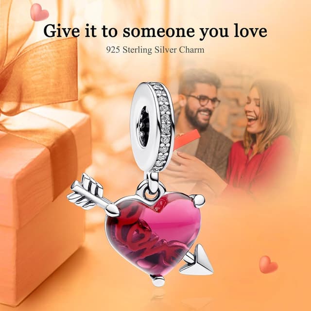 Detalle 2 de Rimgoris charm 925 in argento sterling con simboli romantici per bracciali e collane