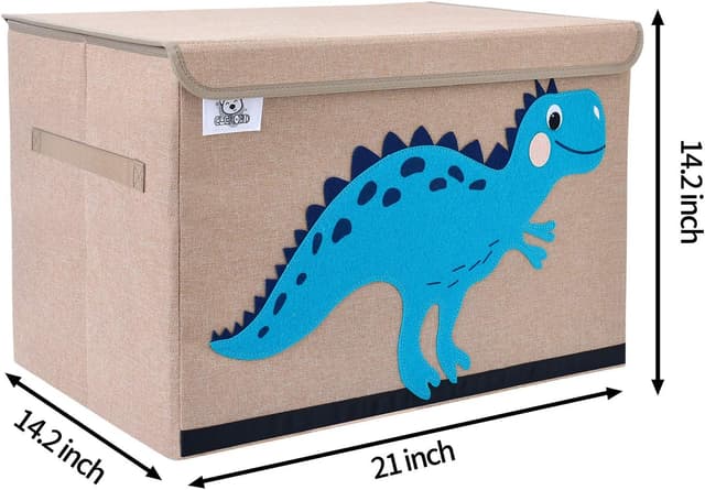 Detalle de CLCROBD Foldable Kids Large Toy Chest (Dinosaur) with Flip-Top Lid