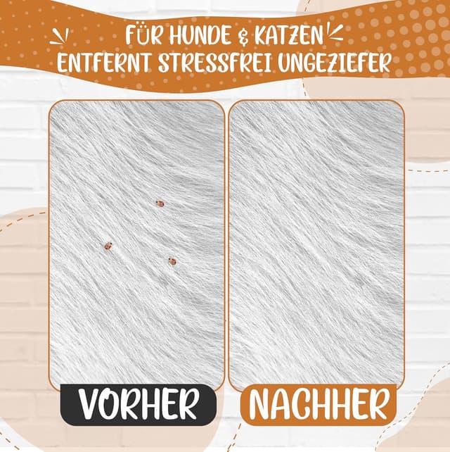 Detalle de Golden Pets Bambus Flohkamm – Läuse-, Floh- und Nissenkamm aus Edelstahl für Hund & Katze