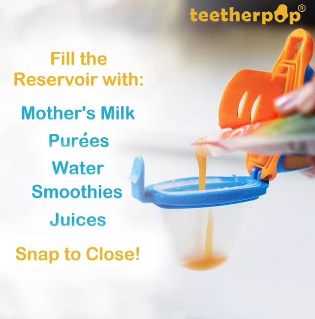 Detalle de Teetherpop Fillable Freezable Teethers (Breastmilk Teether Feeder Pacifier) - BlueLime