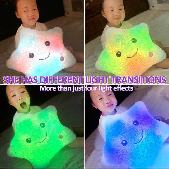 Detalle 2 de Kyduu Leuchtkissen – leuchtender Stern für Kinderzimmer & Deko, bunt-blau