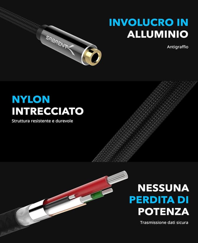 Thumbnail 4 de SABRENT CB-UC35 adattatore attivo USB-C a jack audio TRRS da 3,5 mm (microfono + ascolto)