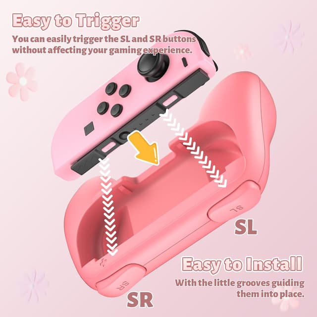 Detalle 2 de FASTSNAIL grip kit for Nintendo Switch & OLED controllers (2-pack with 6 thumb grips) in matte pink & matte yellow