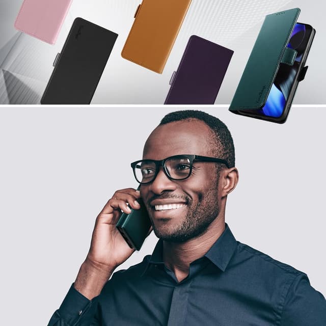 Detalle 2 de Yunubeyii Handyhülle für Google Pixel 9/9 Pro mit Kartenfächern (RFID Blocker) und Magnetverschluss – Klapphülle mit Stand, grün