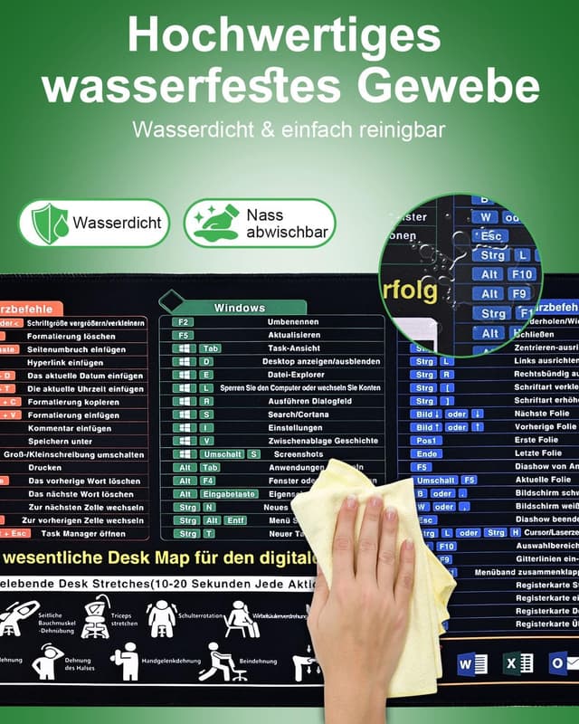 Thumbnail 5 de Schreibtischunterlage mit Excel-Shortcuts 800×300 mm