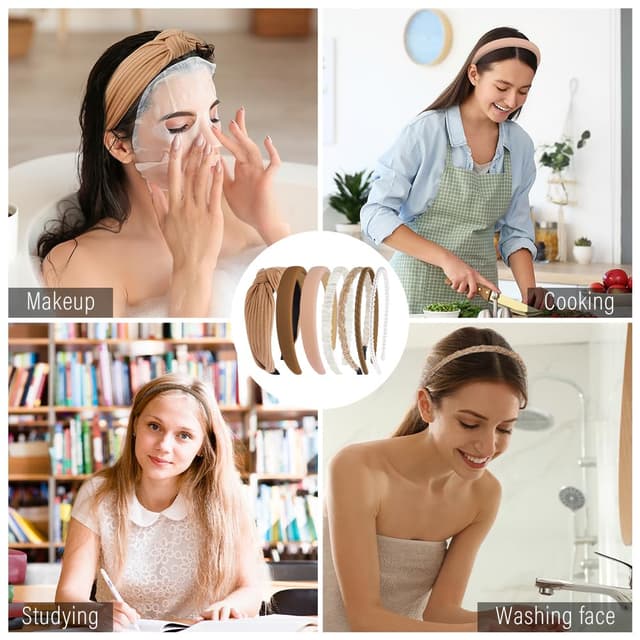 Thumbnail 6 de LOPHE Damen Stirnbänder (7er-Set) – vintage, gepolstert, geknotet/ Turban-Style für Frauen und Mädchen