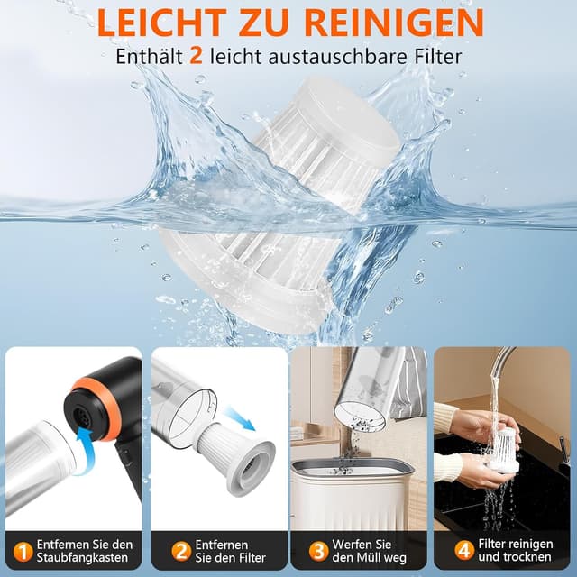 Thumbnail 6 de Akkus Handstaubsauger 25.000 Pa (4-in-1) – kabellos, 3-Gang, bürstenloser Motor für Auto, Küche & Tierhaare