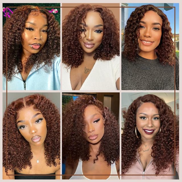 Detalle de omswet Curly BOB Human Hair Wig (200 Density) with 5x5 HD Lace Closure, Deep Wave, Glueless Wear and Go