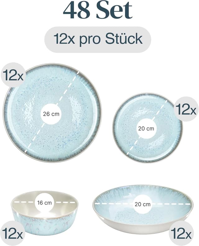 Detalle de Steingut Geschirrset Ibiza 48 tlg für 12