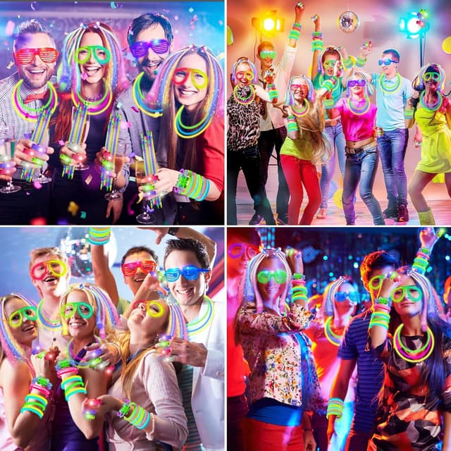 Detalle de OLUPP Glow in the Dark Party Supplies (264 PCS) with LED Glasses, Glow Sticks, Finger Lights, Hair Clips & More