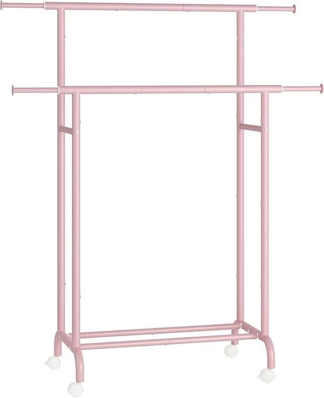 Imagen de SONGMICS Burro para Ropa Extensible con Ruedas, Rosa Jalea en OfertitasTOP