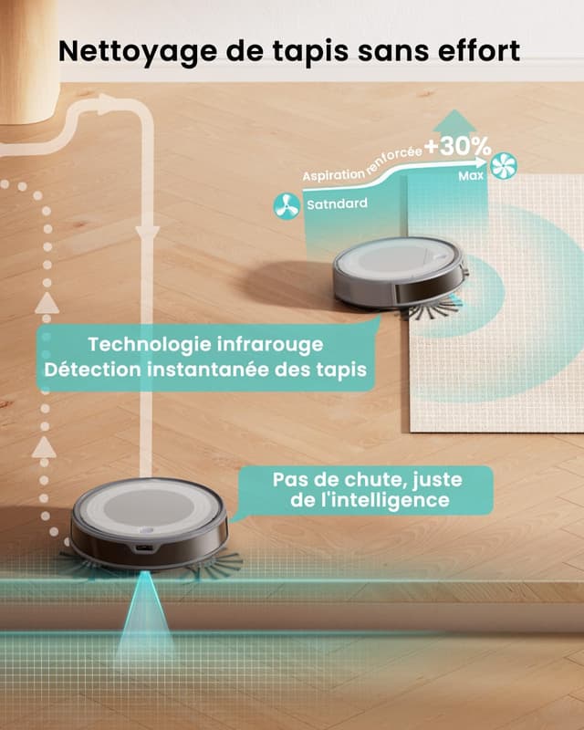 Detalle 2 de Lefant M310 Ultra — aspirateur robot 6000 Pa avec navigation laser ToF et évitement précis des obstacles