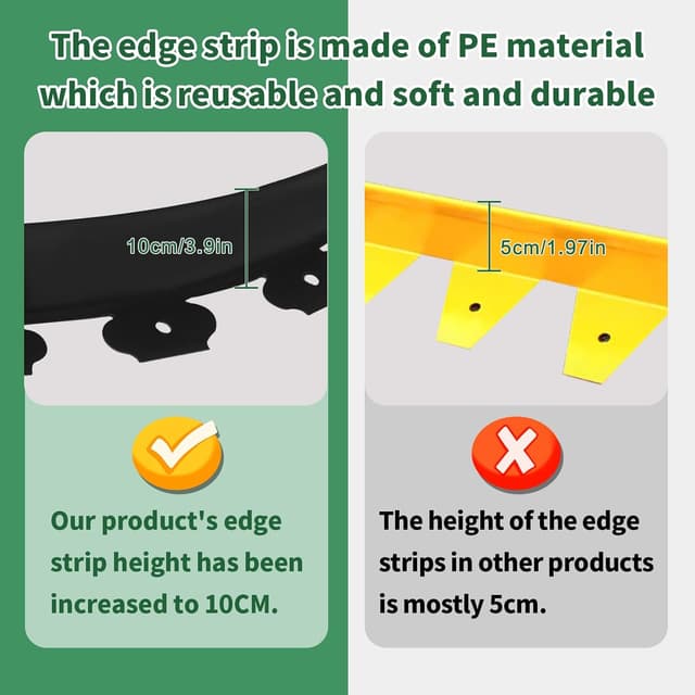 Detalle de Kit de bordure de jardin flexible YEEBECA (10 cm de hauteur, 20 m de longueur) avec 60 piquets