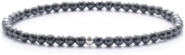 Detalle de BERGERLIN Echtes Naturstein Perlen Armband mit 925-Silberperle – Naturstein geprüft in Deutschland, unisex