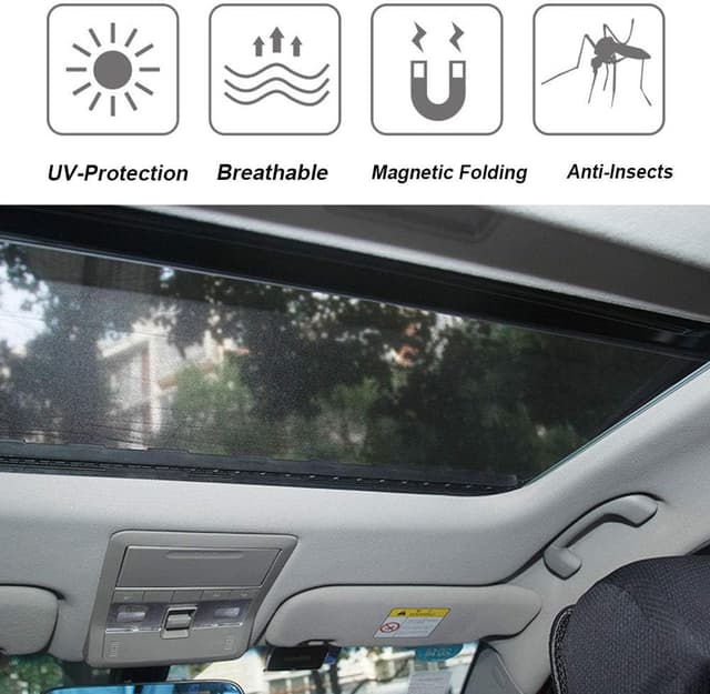 Detalle 2 de Magnetic Car Sunroof Sun Shade Breathable Mesh for Moonroof & Side Window—Quick Install UV Protection