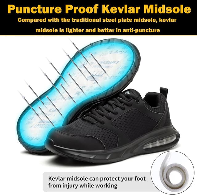 Detalle 2 de Scarpe antinfortunistiche da lavoro uomo con punta in acciaio, suola antiscivolo e cuscino d’aria