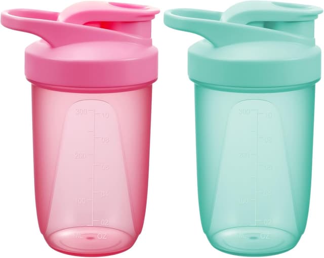 Detalle de Protein Shaker (2er-Set) 400 ml, BPA-frei und auslaufsicher mit Mixball & Messskala
