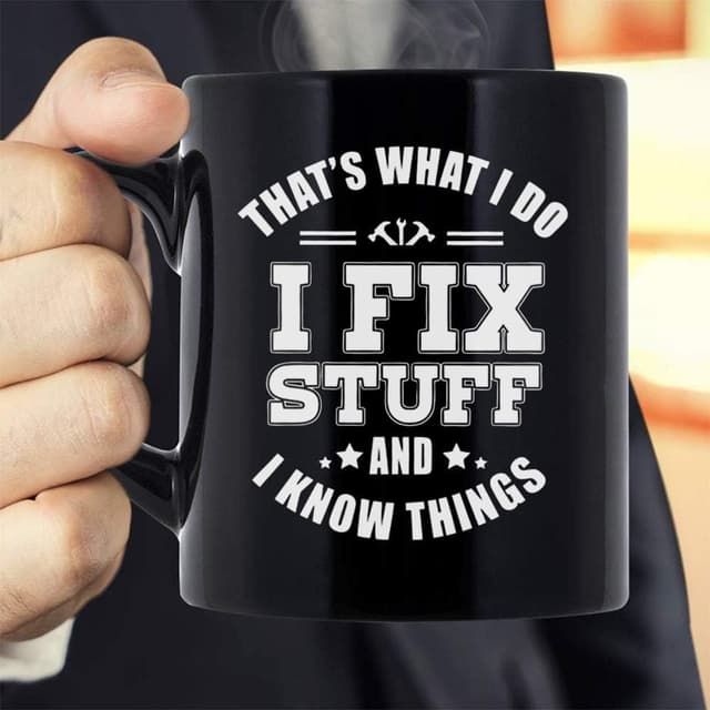Detalle 2 de DasyFly “I Fix Stuff” Funny Mug for Men (11oz) – Ceramic Coffee Cup Gift for Dad, Grandpa or Uncle